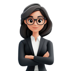 Business woman in a 3d cartoon style.