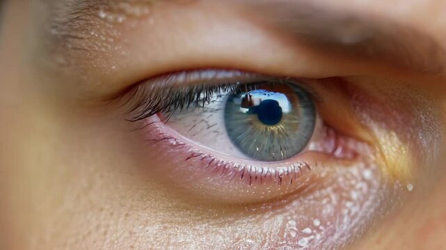 A close-up shot showcases a person's eye, reflecting the vibrant screen of a cell phone, highlighting the intersection of technology and human perception.