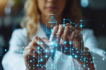 Doctor hand presses the button icon justice healthcare Labor Law Lawyer Legal Concept in medical on the theme of healthcare