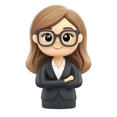 Business woman in a 3d cartoon style.