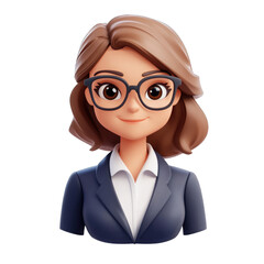 Business woman in a 3d cartoon style.