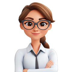 Business woman in a 3d cartoon style.