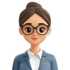 Business woman in a 3d cartoon style.