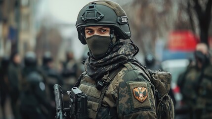 Naklejka premium Russian SWAT policeman 
