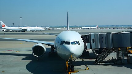 Commercial Airplane on Airport Tarmac Under Cloudy Skies