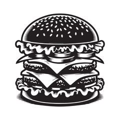 Silhouette Vector Illustration Double cheeseburger drawing