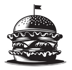 Silhouette Vector Illustration Double cheeseburger drawing