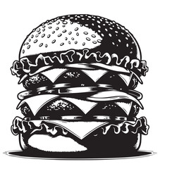 Silhouette Vector Illustration Double cheeseburger drawing