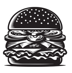 Silhouette Vector Illustration Double cheeseburger drawing