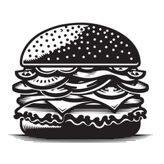 Silhouette Vector Illustration Double cheeseburger drawing