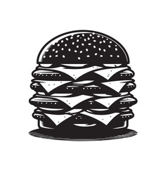 Silhouette Vector Illustration Double cheeseburger drawing