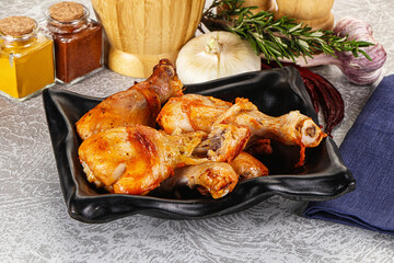 Raw marinated chicken drumstick for cooking