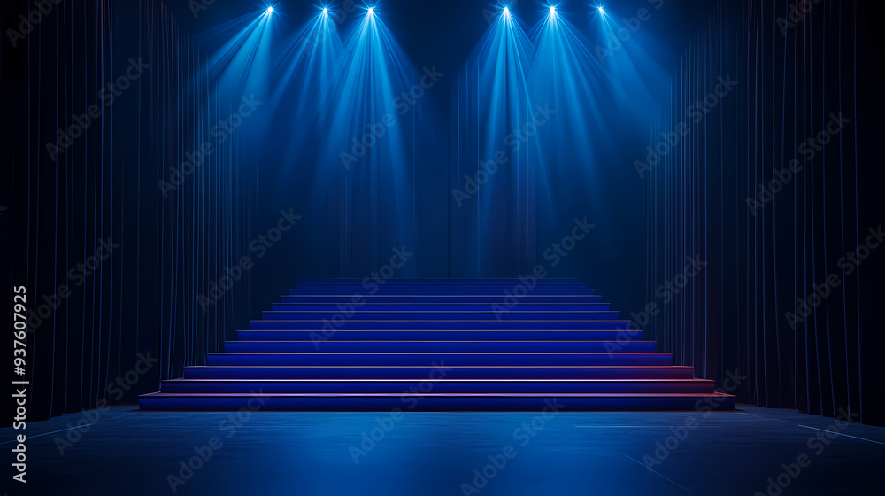 Wall mural blue stage lighting