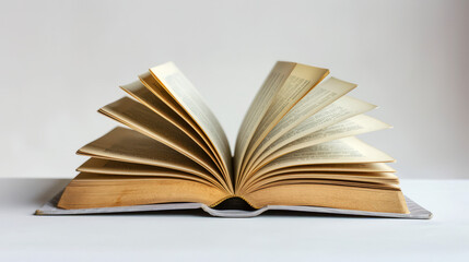 Open Book With Aged Pages On White Background.