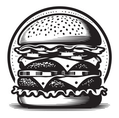 Best Burger vector illustration, silhouette on white background