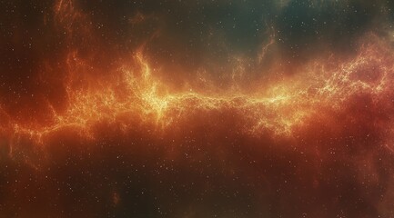 Obraz premium Fiery Cosmic Nebula With Glowing Orange Plasma in the Vast Universe