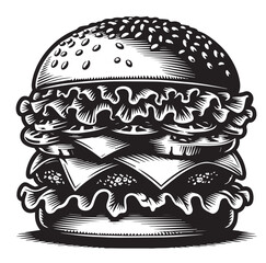 Best Burger vector illustration, silhouette on white background