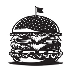 Best Burger vector illustration, silhouette on white background
