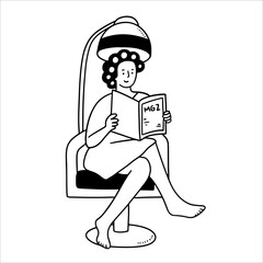 Woman sitting under hair dryer