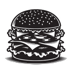 Best Burger vector illustration, silhouette on white background
