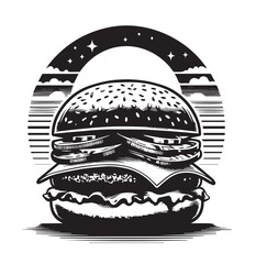 Best Burger vector illustration, silhouette on white background