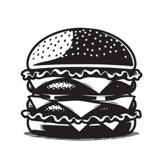 Best Burger vector illustration, silhouette on white background