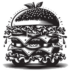Best Burger vector illustration, silhouette on white background