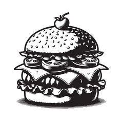 Best Burger vector illustration, silhouette on white background