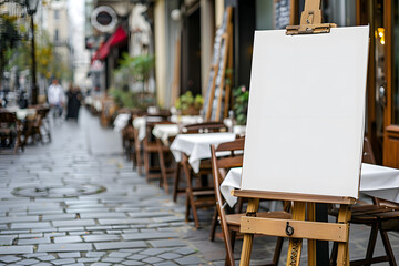 "Welcome board, menu board, introduction board at street restaurant" - Mockup
