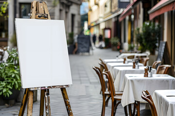 "Welcome board, menu board, introduction board at street restaurant" - Mockup