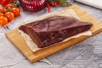 Raw beef liver for cooking
