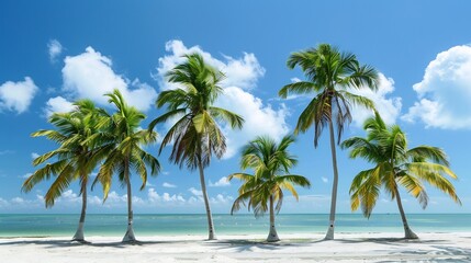 Obraz premium Tropical Paradise: Palm Trees on a Pristine Beach