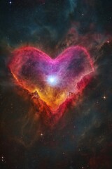 Heart shaped nebula floating in deep space