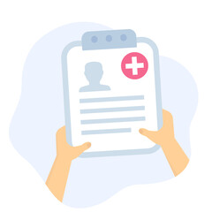 medical history, patient file in hands, png