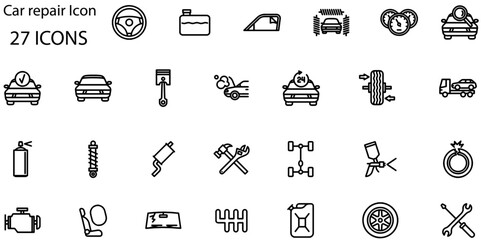 Set of Car repair icons. Line art style icons bundle. vector illustration