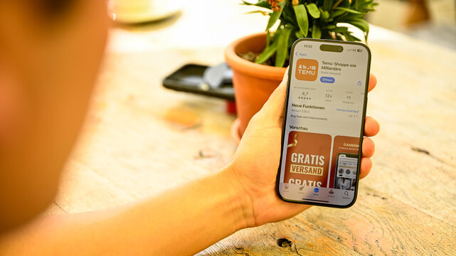 Germany - August 19,2024: Temu App on phone