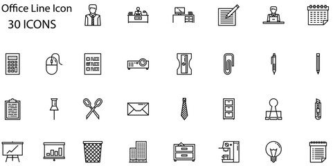 Set of Office Line icons. Line art style icons bundle. vector illustration