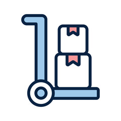 Luggage cart, parcel trolley vector design isolated on white background, dolly icon