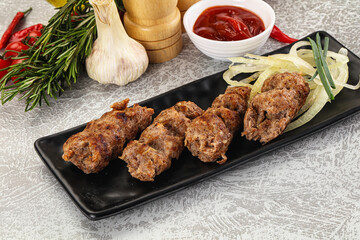 Beef kebab minced meat with onion