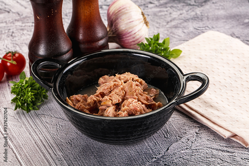 Wall mural Canned tuna preserve for salad