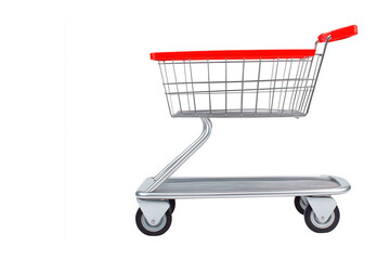 Empty Shopping Cart with Red Accents on White Background, black friday