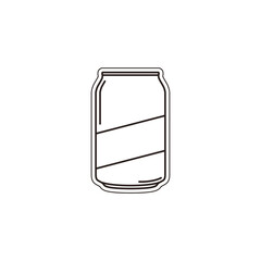 Soda bottle in linear style vector. Tin can outline. Drink in a jar vector simple icon. Tin can sticker. Vector illustration.