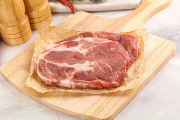 Raw pork neck steak sirloin