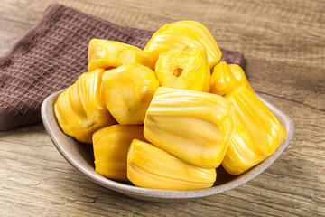 Raw ripe yellow jackfruit segment