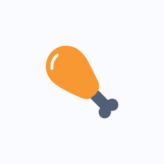 Fried chicken leg icon. A simple vector illustration of a fried chicken leg with a bone. Ideal for use in food-related designs, menus, or app icons.