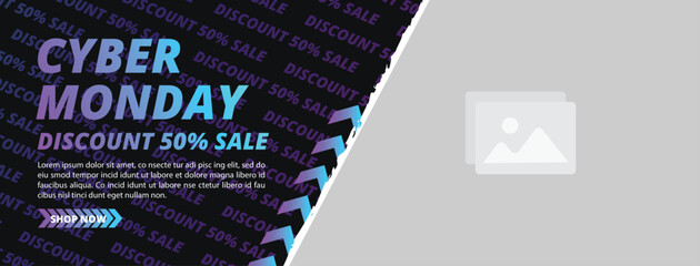 Promotional banner for Cyber ​​Monday sale. Sales promotion for web, Social media and print.