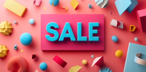 Sale Banner With Colorful Abstract Shapes.