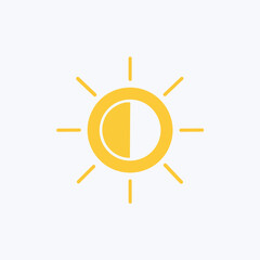 Half sun icon design. Modern, minimalist icon of a half sun, ideal for use in web design, mobile applications, and presentations.