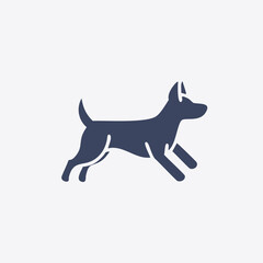 Running dog icon illustration. Simple vector illustration of a dog running in a side view. Perfect for logo, icon, or graphic design.