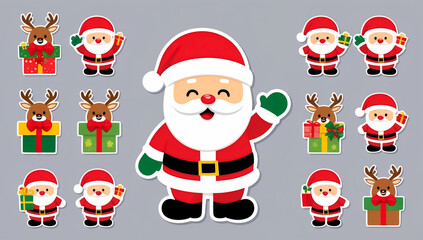 Set of different Santa Claus stickers